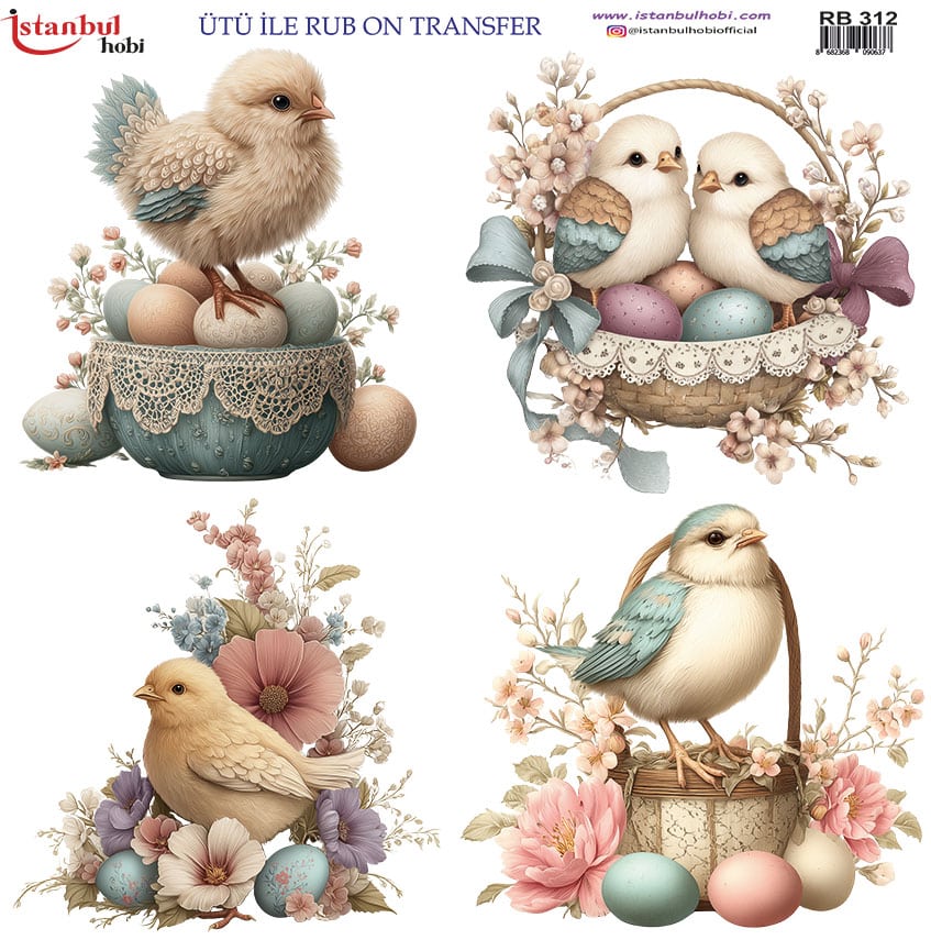 RB20312.jpg Ütü Ile Rub On Transfer Kağıdı: Dekoratif Süsleme Kağıdı - Rb312 | 30X30 Cm - Görsel 1