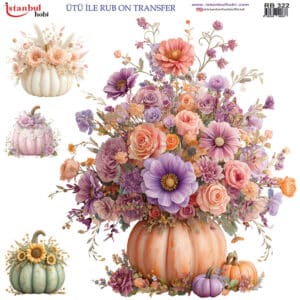 Ütü Ile Rub On Transfer Kağıdı: Dekoratif Süsleme Kağıdı - Rb322 | 30X30 Cm