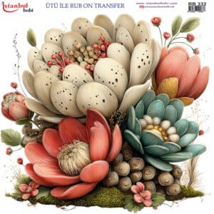 Ütü Ile Rub On Transfer Kağıdı: Dekoratif Süsleme Kağıdı - Rb332 | 30X30 Cm