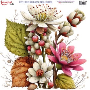 Ütü Ile Rub On Transfer Kağıdı: Dekoratif Süsleme Kağıdı - Rb334 | 30X30 Cm