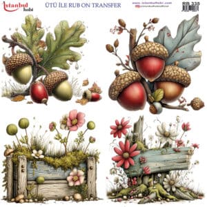 Ütü Ile Rub On Transfer Kağıdı: Dekoratif Süsleme Kağıdı - Rb335 | 30X30 Cm