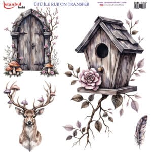 Ütü Ile Rub On Transfer Kağıdı: Dekoratif Süsleme Kağıdı - Rb337 | 30X30 Cm