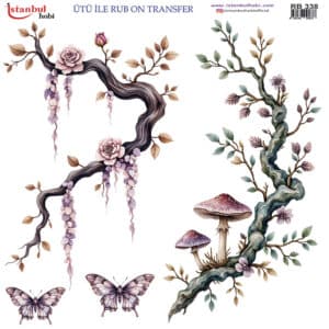 Ütü Ile Rub On Transfer Kağıdı: Dekoratif Süsleme Kağıdı - Rb338 | 30X30 Cm