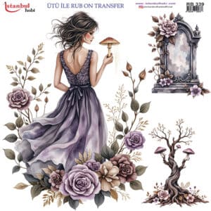 Ütü Ile Rub On Transfer Kağıdı: Dekoratif Süsleme Kağıdı - Rb339 | 30X30 Cm