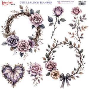 Ütü Ile Rub On Transfer Kağıdı: Dekoratif Süsleme Kağıdı - Rb341 | 30X30 Cm