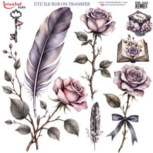 Ütü Ile Rub On Transfer Kağıdı: Dekoratif Süsleme Kağıdı - Rb342 | 30X30 Cm