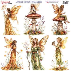 Ütü Ile Rub On Transfer Kağıdı: Dekoratif Süsleme Kağıdı - Rb343 | 30X30 Cm