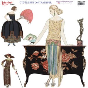 Ütü Ile Rub On Transfer Kağıdı: Dekoratif Süsleme Kağıdı - Rb347 | 30X30 Cm