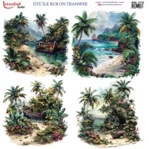 Ütü Ile Rub On Transfer Kağıdı: Dekoratif Süsleme Kağıdı - Rb370 | 30X30 Cm