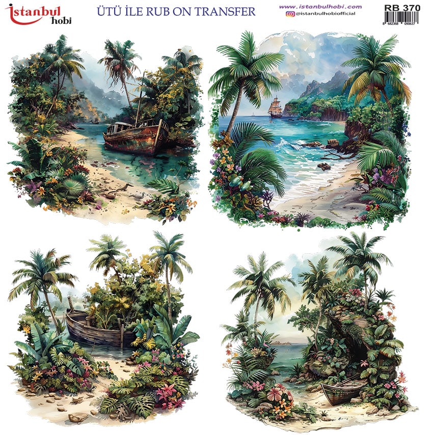 Ütü ile Rub On Transfer Kağıdı: Dekoratif Süsleme Kağıdı - RB370 | 30x30 cm 1 Ütü Ile Rub On Transfer Kağıdı: Dekoratif Süsleme Kağıdı - Rb370 | 30X30 Cm