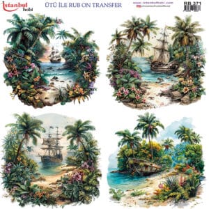 Ütü Ile Rub On Transfer Kağıdı: Dekoratif Süsleme Kağıdı - Rb371 | 30X30 Cm