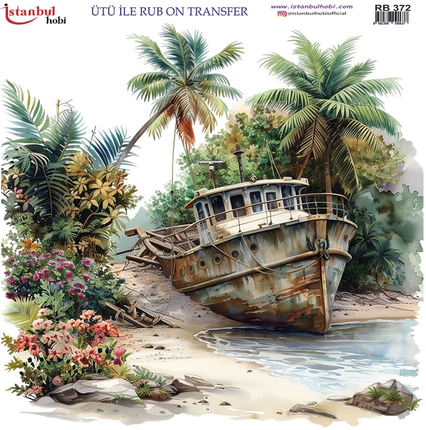 Ütü ile Rub On Transfer Kağıdı: Dekoratif Süsleme Kağıdı - RB372 | 30x30 cm 1 Ütü Ile Rub On Transfer Kağıdı: Dekoratif Süsleme Kağıdı - Rb372 | 30X30 Cm