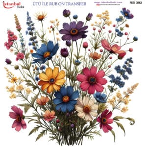 Ütü Ile Rub On Transfer Kağıdı: Dekoratif Süsleme Kağıdı - Rb392 | 30X30 Cm