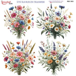 Ütü Ile Rub On Transfer Kağıdı: Dekoratif Süsleme Kağıdı - Rb393 | 30X30 Cm