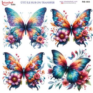 Ütü Ile Rub On Transfer Kağıdı: Dekoratif Süsleme Kağıdı - Rb403 | 30X30 Cm