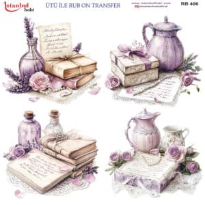 Ütü Ile Rub On Transfer Kağıdı: Dekoratif Süsleme Kağıdı - Rb406 | 30X30 Cm