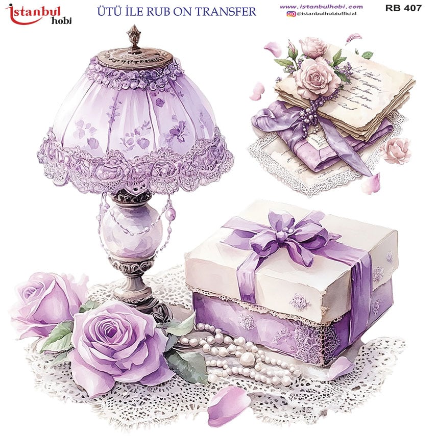 Ütü ile Rub On Transfer Kağıdı: Dekoratif Süsleme Kağıdı - RB407 | 30x30 cm 1 Ütü Ile Rub On Transfer Kağıdı: Dekoratif Süsleme Kağıdı - Rb407 | 30X30 Cm