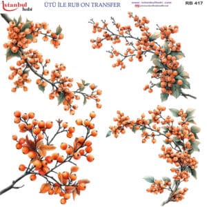 Ütü Ile Rub On Transfer Kağıdı: Dekoratif Süsleme Kağıdı - Rb417 | 30X30 Cm