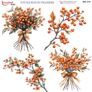 Ütü Ile Rub On Transfer Kağıdı: Dekoratif Süsleme Kağıdı - Rb418 | 30X30 Cm