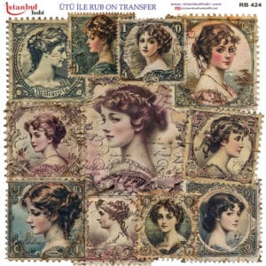 Ütü Ile Rub On Transfer Kağıdı: Dekoratif Süsleme Kağıdı - Rb424 | 30X30 Cm