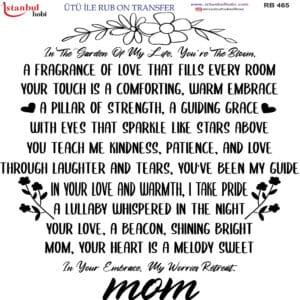 Ütü Ile Rub On Transfer Kağıdı: Dekoratif Süsleme Kağıdı - Rb465 | 30X30 Cm