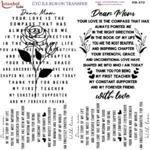 Ütü Ile Rub On Transfer Kağıdı: Dekoratif Süsleme Kağıdı - Rb470 | 30X30 Cm