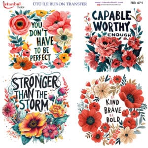 Ütü Ile Rub On Transfer Kağıdı: Dekoratif Süsleme Kağıdı - Rb471 | 30X30 Cm