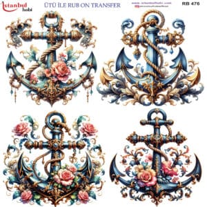 Ütü Ile Rub On Transfer Kağıdı: Dekoratif Süsleme Kağıdı - Rb476 | 30X30 Cm