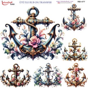 Ütü Ile Rub On Transfer Kağıdı: Dekoratif Süsleme Kağıdı - Rb477 | 30X30 Cm