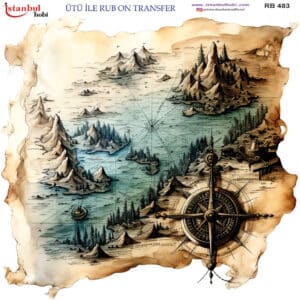 Ütü Ile Rub On Transfer Kağıdı: Dekoratif Süsleme Kağıdı - Rb483 | 30X30 Cm