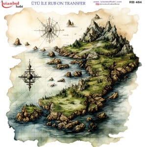 Ütü Ile Rub On Transfer Kağıdı: Dekoratif Süsleme Kağıdı - Rb484 | 30X30 Cm