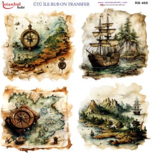 Ütü Ile Rub On Transfer Kağıdı: Dekoratif Süsleme Kağıdı - Rb485 | 30X30 Cm
