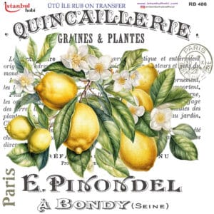 Ütü Ile Rub On Transfer Kağıdı: Dekoratif Süsleme Kağıdı - Rb486 | 30X30 Cm