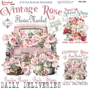 Ütü Ile Rub On Transfer Kağıdı: Dekoratif Süsleme Kağıdı - Rb495 | 30X30 Cm