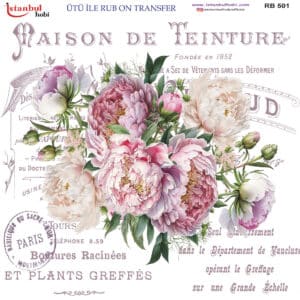 Ütü Ile Rub On Transfer Kağıdı: Dekoratif Süsleme Kağıdı - Rb501 | 30X30 Cm