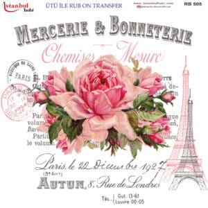 Ütü Ile Rub On Transfer Kağıdı: Dekoratif Süsleme Kağıdı - Rb505 | 30X30 Cm