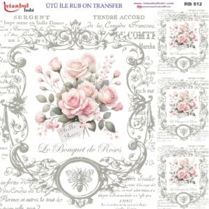 Ütü Ile Rub On Transfer Kağıdı: Dekoratif Süsleme Kağıdı - Rb512 | 30X30 Cm