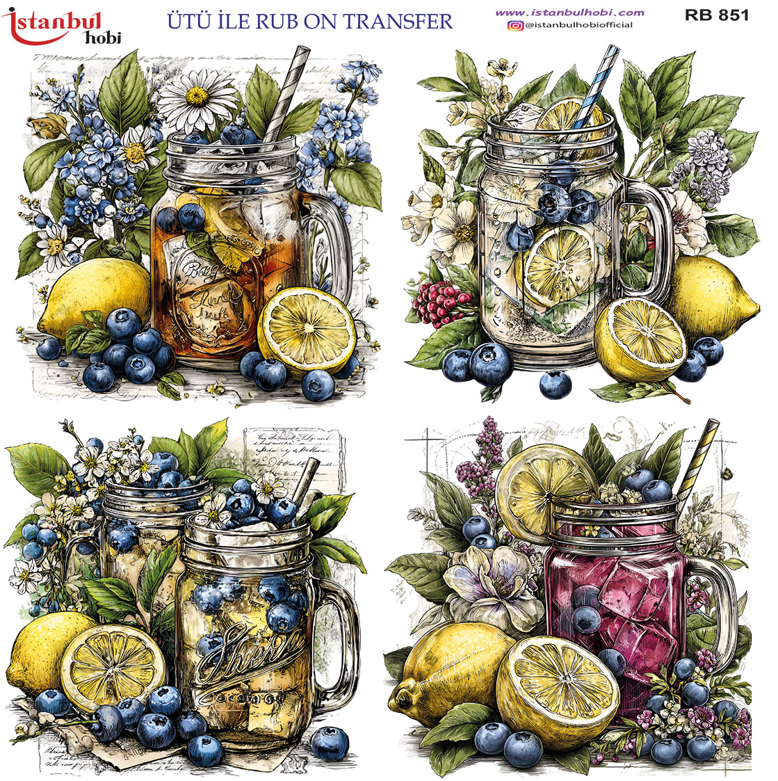 Ütü ile Rub On Transfer Kağıdı: Dekoratif Süsleme Kağıdı - RB851-İST | 30x30 cm 1 Ütü Ile Rub On Transfer Kağıdı: Dekoratif Süsleme Kağıdı - Rb851-İst | 30X30 Cm