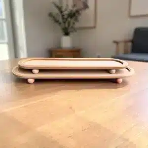 İkili Top Ayaklı Uzun Ahşap Sunumluk Seti: Sofralarınıza Katmanlı Zarafet Katın