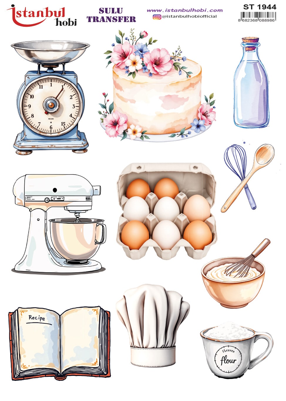 ST1944 | Sulu Transfer Kağıdı-25x35 cm 1 St1944 | Sulu Transfer Kağıdı-25X35 Cm