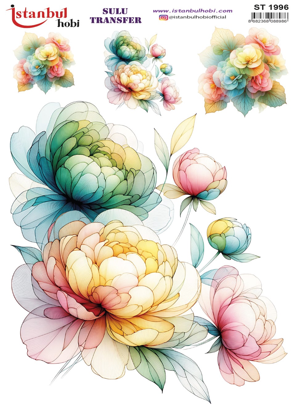 ST1996 | Sulu Transfer Kağıdı-25x35 cm 1 St1996 | Sulu Transfer Kağıdı-25X35 Cm