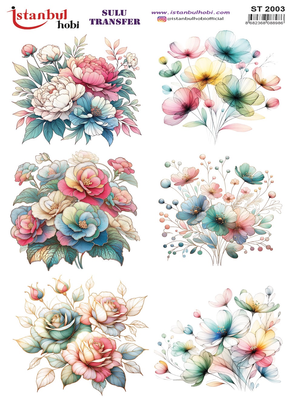 ST2003 | Sulu Transfer Kağıdı-25x35 cm 1 St2003 | Sulu Transfer Kağıdı-25X35 Cm