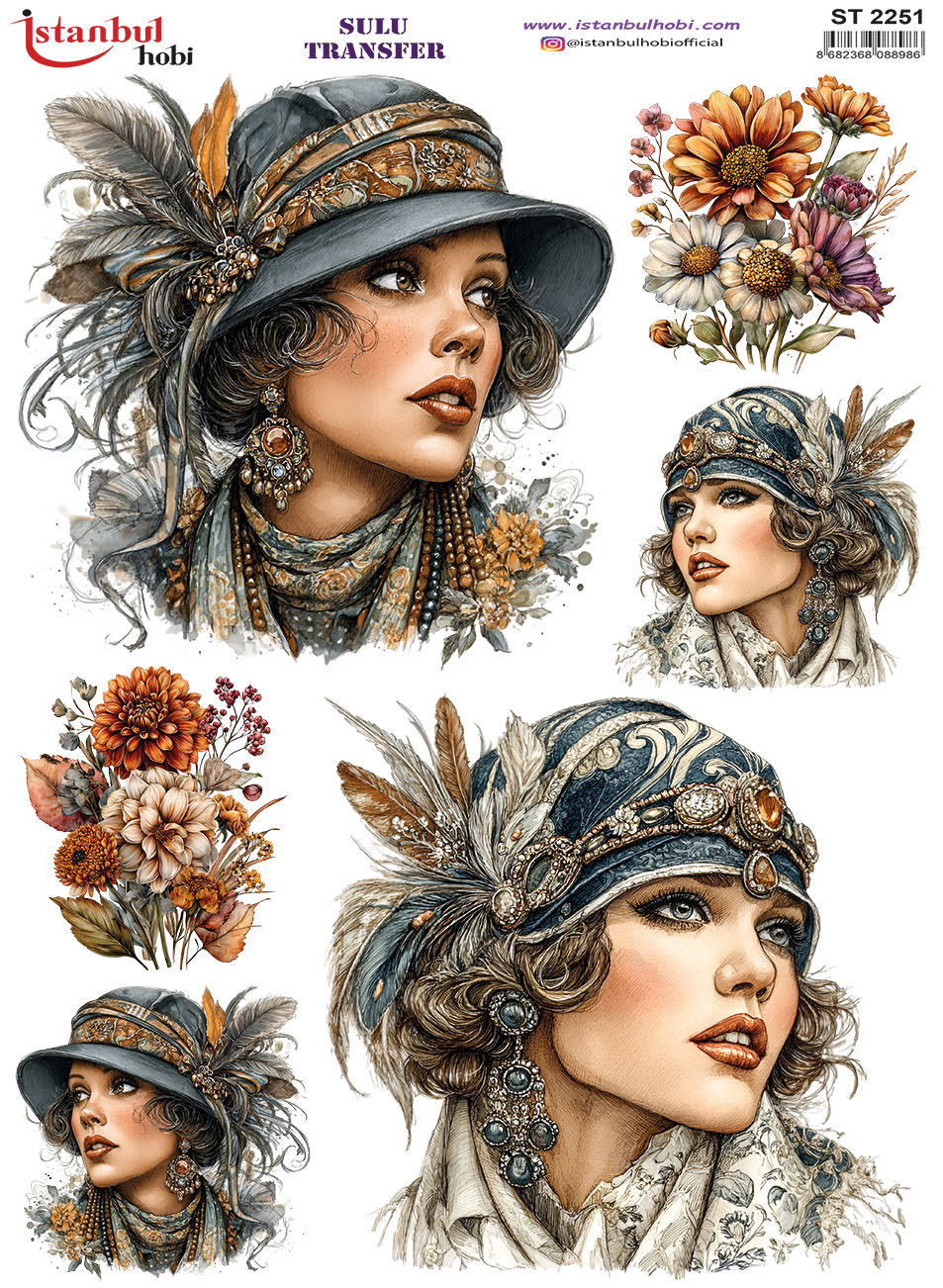 ST2251 | Sulu Transfer Kağıdı-25x35 cm 1 St2251 | Sulu Transfer Kağıdı-25X35 Cm