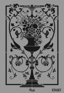 Antik Vazo ve Kıvrımlı Sarmaşık Pano Desenli | Stencil Boyama Şablonu-33x48 cm-17497 2 Antik Vazo Ve Kıvrımlı Sarmaşık Pano Desenli | Stencil Boyama Şablonu-33X48 Cm-17497