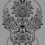 Vintage Çiçekli Vazo ve İncili Çerçeve Deseni | Stencil Boyama Şablonu-33x48 cm-17499