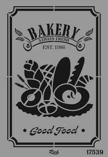 Bakery-Ekmek Görselleri Deseni | Stencil Boyama Şablonu (33x48 cm) 1 Bakery-Ekmek Görselleri Deseni | Stencil Boyama Şablonu (33x48 cm)