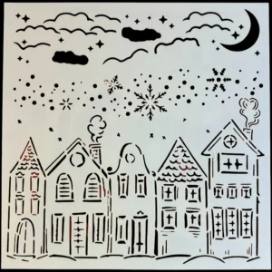 Amsterdam Evleri Deseni | Stencil Boyama Şablonu (17,5x17,5 cm)