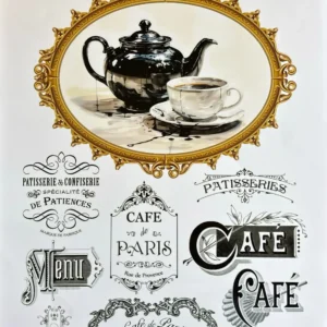 ST1020-AS - Cafe & Paris Temalı Sulu Transfer Kağıdı