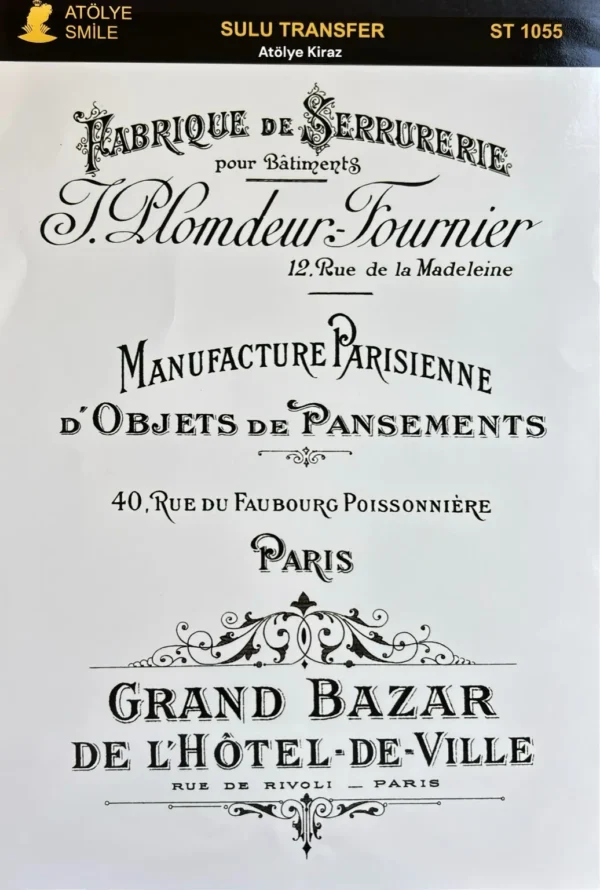 ST1055-AS - Vintage Fransız Sulu Transfer Kağıdı