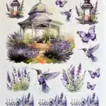 ST1068-AS | Lavanta Bahçesi ve Mor Çiçek Temalı Sulu Transfer Kağıdı-25x35 cm